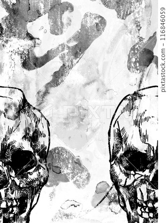 Monochrome skull design watercolor texture background 116846059