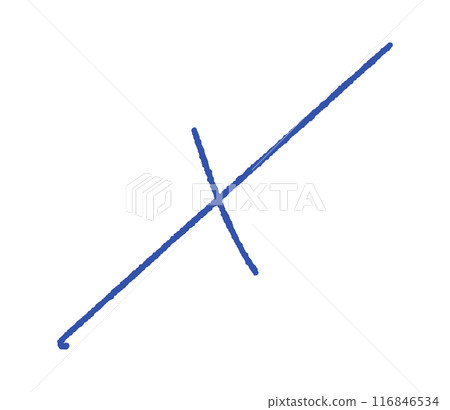 Roughly handwritten blue X - Wrong answer, cross mark, cross mark design material 116846534