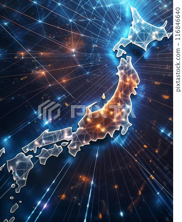 A 3D projection of a map of Japan A 3D projection of a map of Japan 116846640