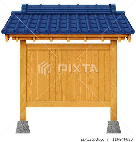 Material: Tile roof and wooden sign Material: Tile roof and wooden sign 116846689