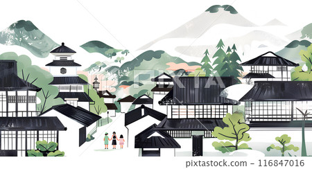 Hot spring town with a view of Mt. Fuji-1 116847016
