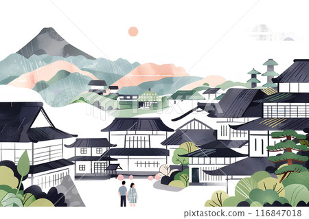 Hot spring town with a view of Mt. Fuji-1 Hot spring town with a view of Mt. Fuji-1 116847018