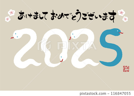 2025蛇年可愛新年賀卡插畫 116847055