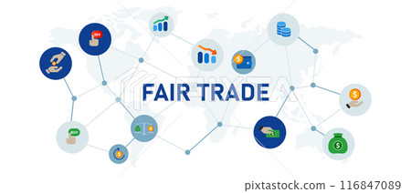 Fair trade concept ethical trading blue color illustration mind-map 116847089