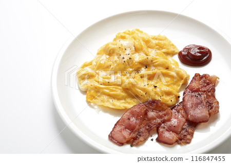 Scrambled eggs and bacon Scrambled eggs and bacon 116847455
