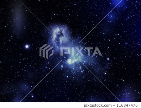 Blue Galaxy in universe and atmosphere with little stars at dark background Blue Galaxy in universe and atmosphere with little stars at dark background 116847476