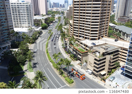 從高層欣賞夏威夷威基基的城市景觀 116847480