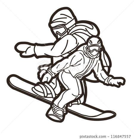 Snowboard Players Mix Action Extreme Sport Snowboarder Cartoon Graphic Vector Snowboard Players Mix Action Extreme Sport Snowboarder Cartoon Graphic Vector 116847557