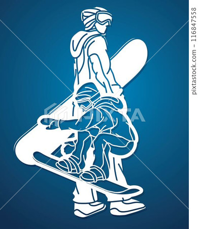 Snowboard Players Mix Action Extreme Sport Snowboarder Cartoon Graphic Vector Snowboard Players Mix Action Extreme Sport Snowboarder Cartoon Graphic Vector 116847558