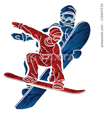 Snowboard Players Mix Action Extreme Sport Snowboarder Cartoon Graphic Vector Snowboard Players Mix Action Extreme Sport Snowboarder Cartoon Graphic Vector 116847559