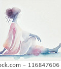 A simple and elegant illustration of a woman doing yoga, drawn in soft tones 116847606