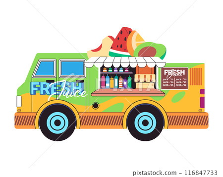 food truck fresh juice fresh drink vehicle transport for store sell healthy beverage 116847733