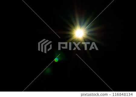 Sun flare on the black background 116848134
