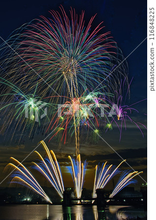 煙火在夜空中綻放，煙火表演高高閃耀，煙火，夜空，煙火影像，煙火表演 116848225