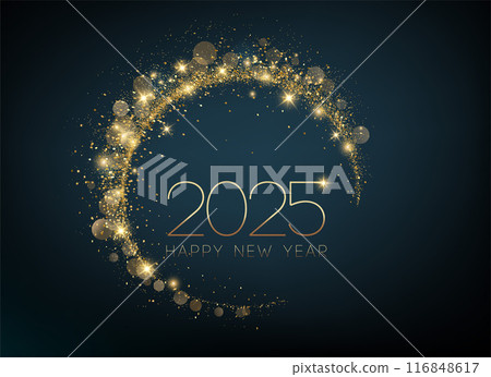 2025 New Year Abstract shiny color gold wave design element 2025 New Year Abstract shiny color gold wave design element 116848617