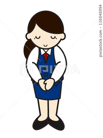 A woman in a uniform bowing, full body 116848994