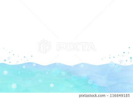 水彩溫柔波藍框 116849185