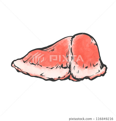豬心手寫畫筆繪畫風格插畫 116849216