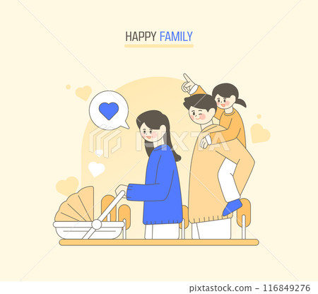 Happy Birth Encouragement Family Illustration Happy Birth Encouragement Family Illustration 116849276