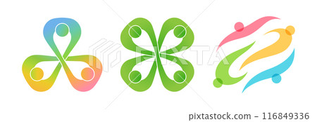 Abstract People symbol, togetherness and community connecting people icon 116849336