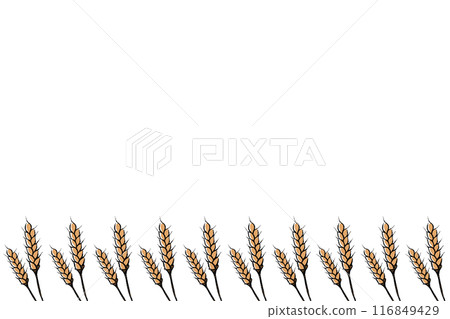 用刷子觸摸排列的小麥的背景插圖 116849429