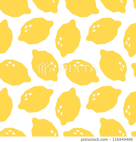Lemons cartoon seamless pattern isolated on white background. Lemons geometric print for fabric, paper, design. Vector illustration Lemons cartoon seamless pattern isolated on white background. Lemons geometric print for fabric, paper, design. Vector illustration 116849466