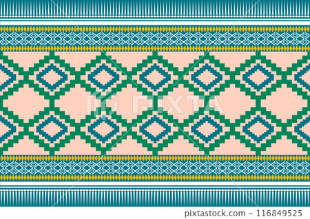 Abstract geometric ethnic seamless pattern. Geometric ethnic pattern fabric style. Geometric ethnic pattern design for clothing, textile, wrapping, background, wallpaper, carpet, embroidery Abstract geometric ethnic seamless pattern. Geometric ethnic pattern fabric style. Geometric ethnic pattern design for clothing, textile, wrapping, background, wallpaper, carpet, embroidery 116849525