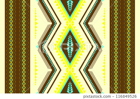 Abstract geometric ethnic seamless pattern. Geometric ethnic pattern fabric style. Geometric ethnic pattern design for clothing, textile, wrapping, background, wallpaper, carpet, embroidery 116849526