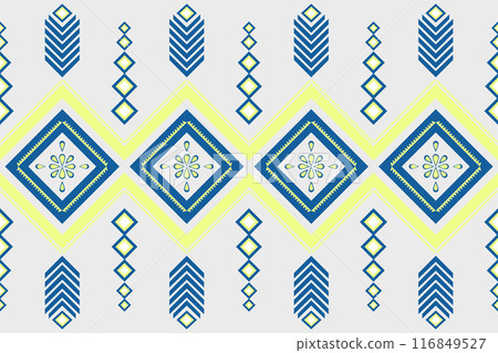 Abstract geometric ethnic seamless pattern. Geometric ethnic pattern fabric style. Geometric ethnic pattern design for clothing, textile, wrapping, background, wallpaper, carpet, embroidery Abstract geometric ethnic seamless pattern. Geometric ethnic pattern fabric style. Geometric ethnic pattern design for clothing, textile, wrapping, background, wallpaper, carpet, embroidery 116849527