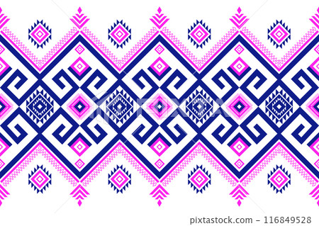 Abstract geometric ethnic seamless pattern. Geometric ethnic pattern fabric style. Geometric ethnic pattern design for clothing, textile, wrapping, background, wallpaper, carpet, embroidery Abstract geometric ethnic seamless pattern. Geometric ethnic pattern fabric style. Geometric ethnic pattern design for clothing, textile, wrapping, background, wallpaper, carpet, embroidery 116849528