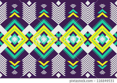 Abstract geometric ethnic seamless pattern. Geometric ethnic pattern fabric style. Geometric ethnic pattern design for clothing, textile, wrapping, background, wallpaper, carpet, embroidery Abstract geometric ethnic seamless pattern. Geometric ethnic pattern fabric style. Geometric ethnic pattern design for clothing, textile, wrapping, background, wallpaper, carpet, embroidery 116849531