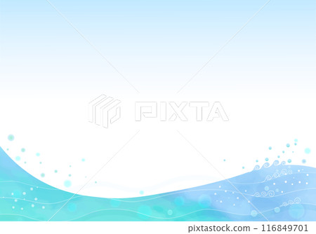 水彩波浪和天空的美麗框架 116849701