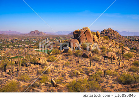 View from Pinnacle Peak trail overlooking Scottsdale, Arizona 116850846