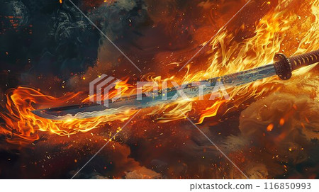 被火焰包裹的日本刀 116850993