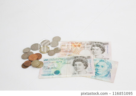 Photographed on a white background. A little old world money series. British pound. Photographed on a white background. A little old world money series. British pound. 116851095