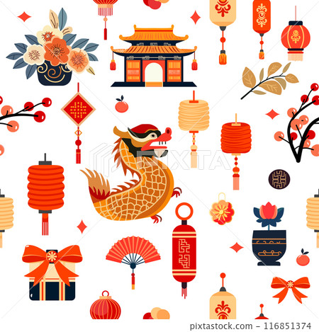Pattern Chinese New Year Asian Tradition Oriental 116851374