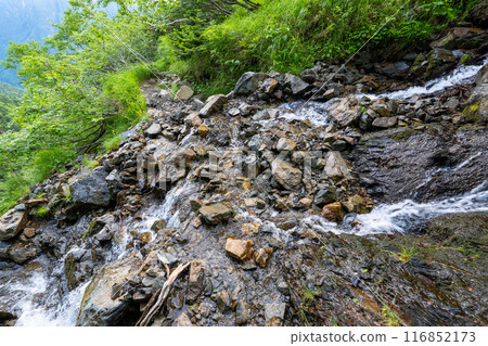Hiking trail from Mt. Senjogatake to Kitazawa Pass and Choegoya hut Hiking trail from Mt. Senjogatake to Kitazawa Pass and Choegoya hut 116852173