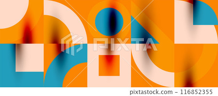 Neo memphis geometric pattern with circles, squares. Pop art abstract background for covers, banners, flyers and posters and other templates Neo memphis geometric pattern with circles, squares. Pop art abstract background for covers, banners, flyers and posters and other templates 116852355