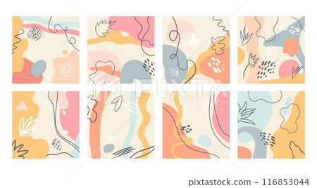 Contemporary art print. Vector hand drawn artwork. Trendy 50s, 60s retro, vintage. Matisse style. Hugge home, house decor. Set collection. Minimalism 116853044