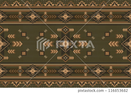 Navajo tribal vector seamless pattern. Native American ornament. Ethnic South Western decor style. Boho geometric ornament. Vector seamless pattern. Mexican blanket, rug. Woven carpet illustration. Navajo tribal vector seamless pattern. Native American ornament. Ethnic South Western decor style. Boho geometric ornament. Vector seamless pattern. Mexican blanket, rug. Woven carpet illustration. 116853682