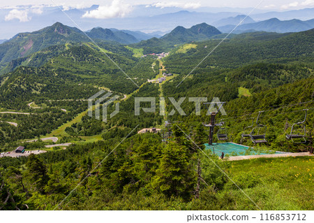 View of Shiga Kogen in summer from the summit of Mt. Yokote 116853712