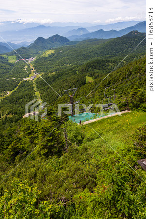 View of Shiga Kogen in summer from the summit of Mt. Yokote 116853713