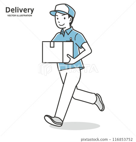 A male delivery man delivering at a trot A male delivery man delivering at a trot 116853752