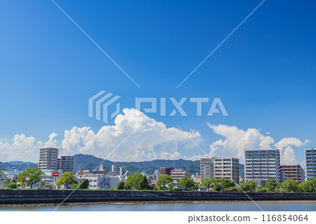 廣島市河邊風景 夏季主河天空風景 廣島市河邊風景 夏季主河天空風景 116854064