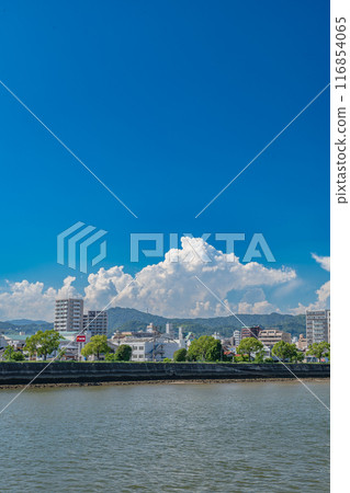 Riverside scenery in Hiroshima City: Streets along the Honkawa River Riverside scenery in Hiroshima City: Streets along the Honkawa River 116854065