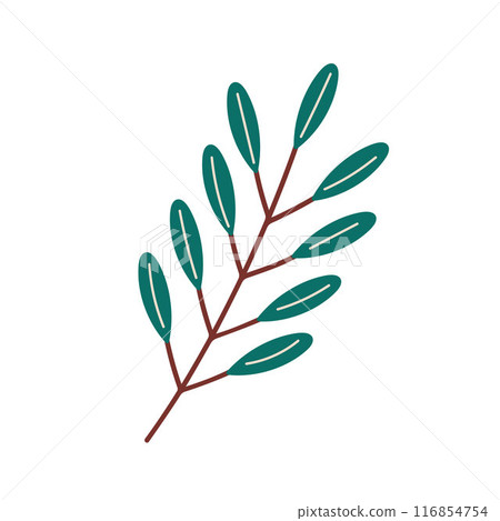 Autumn leaf in flat style. Design for label, icon, logo. Vector illustration isolated on a white background. 116854754