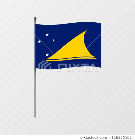 Tokelau flag on flagpole. Vector illustration. 116855102