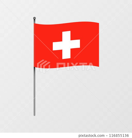 Switzerland flag on flagpole. Vector illustration. 116855136