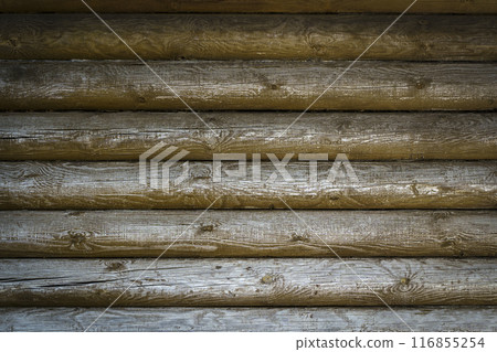 Wooden rustic old background. Old wooden dark desk wall with nature vintage texture surface  116855254