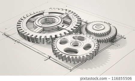 Gear transmission drawing background 116855506